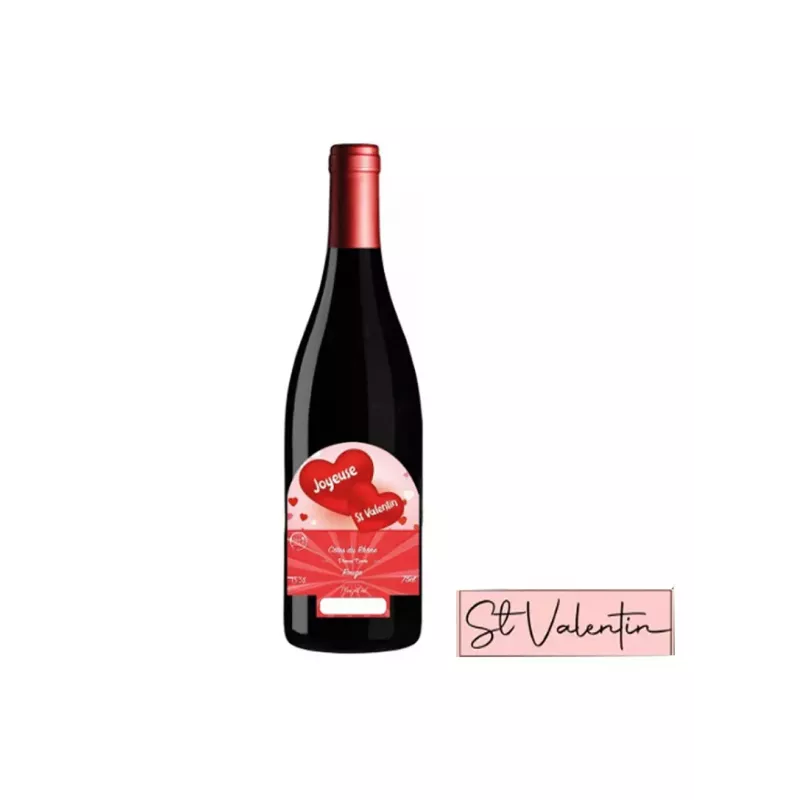 Vin cadeau Saint Valentin - AOC Côtes du Rhône Rouge 75cl