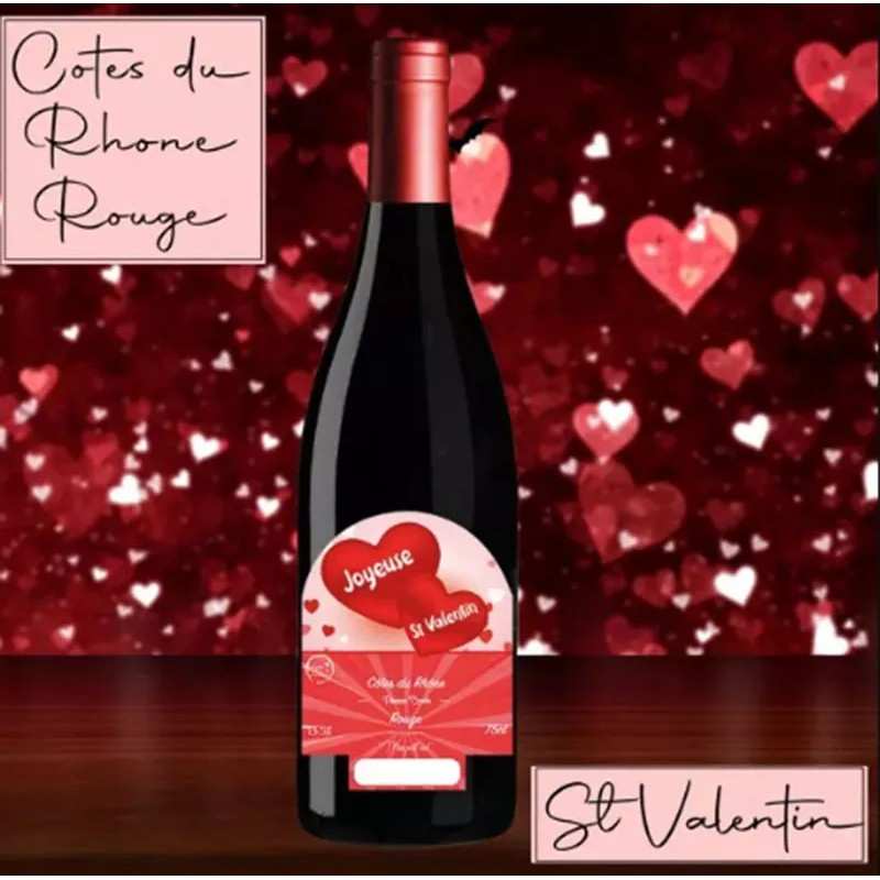 Vin cadeau Saint Valentin - AOC Côtes du Rhône Rouge 75cl 