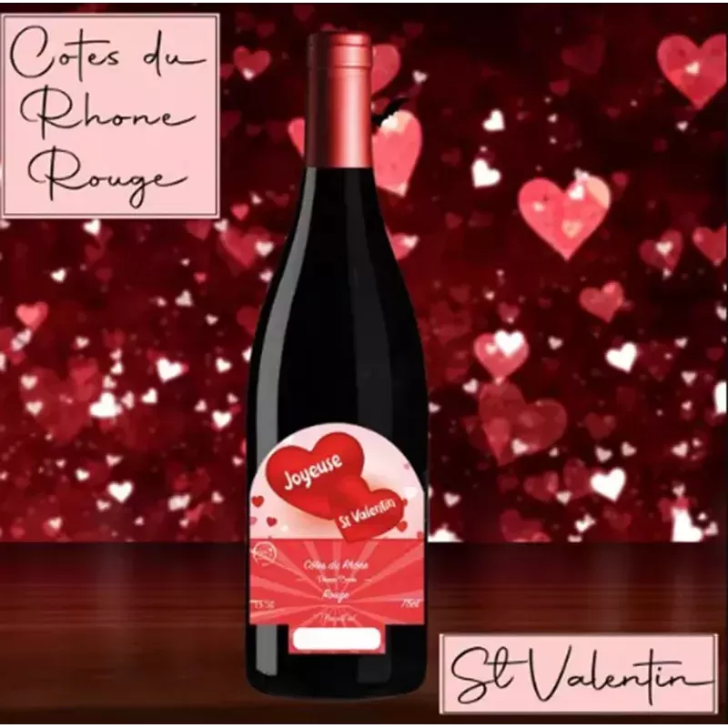 Vin cadeau Saint Valentin - AOC Côtes du Rhône Rouge 75cl 