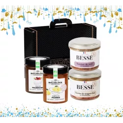 Coffret Gourmand Traditionnel de Nouvelle-Aquitaine présenté dans une élégante valisette cadeau
