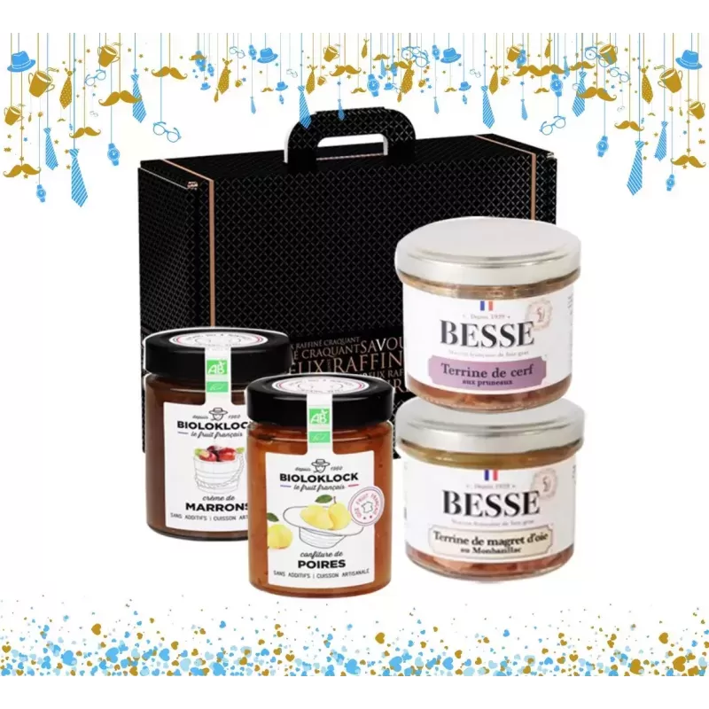 Coffret Gourmand Traditionnel de Nouvelle-Aquitaine présenté dans une élégante valisette cadeau