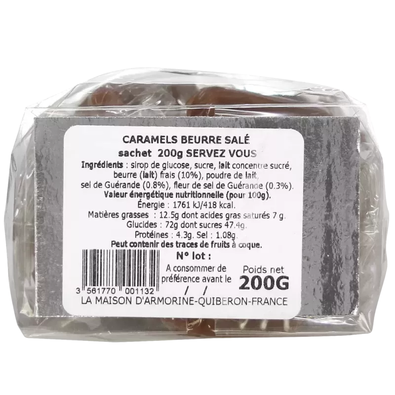 Sachet caramel tendre au beurre salé 200g Maison d'Armorine