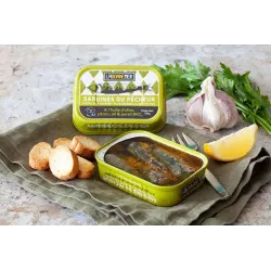 Sardines du Pêcheur à l'Huile d'Olive, Citron, Ail et Persil Bio 135g 