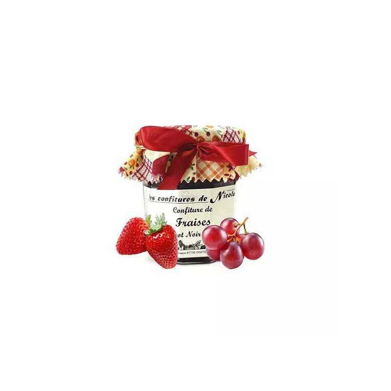 Confiture de Fraises au pinot noir d'Alsace 125g Confitures de Nicole