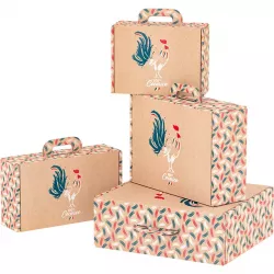Valisette en carton kraft rectangle avec un cadeau à l'intérieur, style chic et naturel