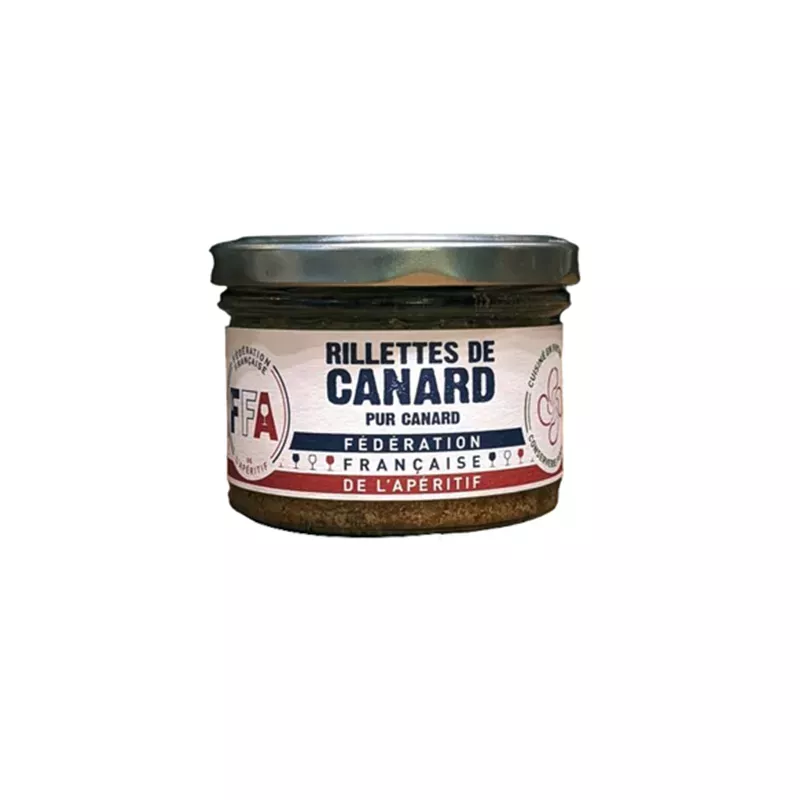 Rillettes de canard pur servies avec des toasts pour apéritif