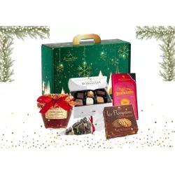 Panier Garni Chocolat Assortiment Gourmand avec diverses douceurs chocolatées
