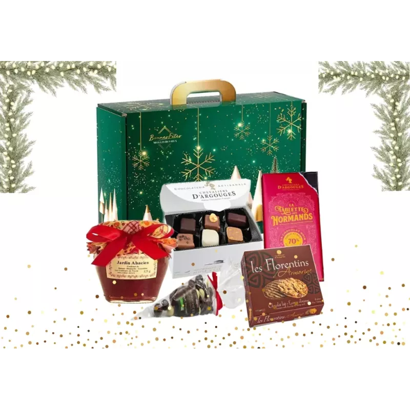 Panier Garni Chocolat Assortiment Gourmand avec diverses douceurs chocolatées