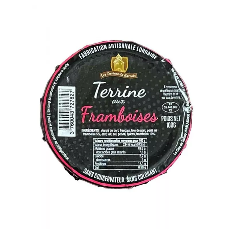 Terrine aux Framboises 100g - Anti-Gaspillage Les Terrines du Barrois