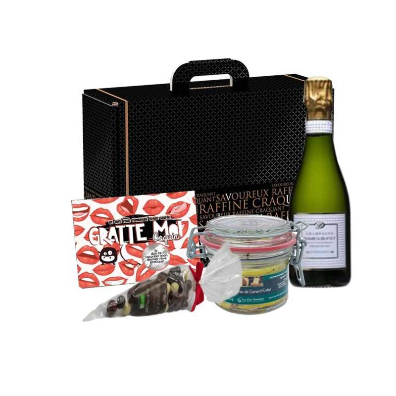 Coffret Caresse Gourmande Cupidon avec Champagne PM 