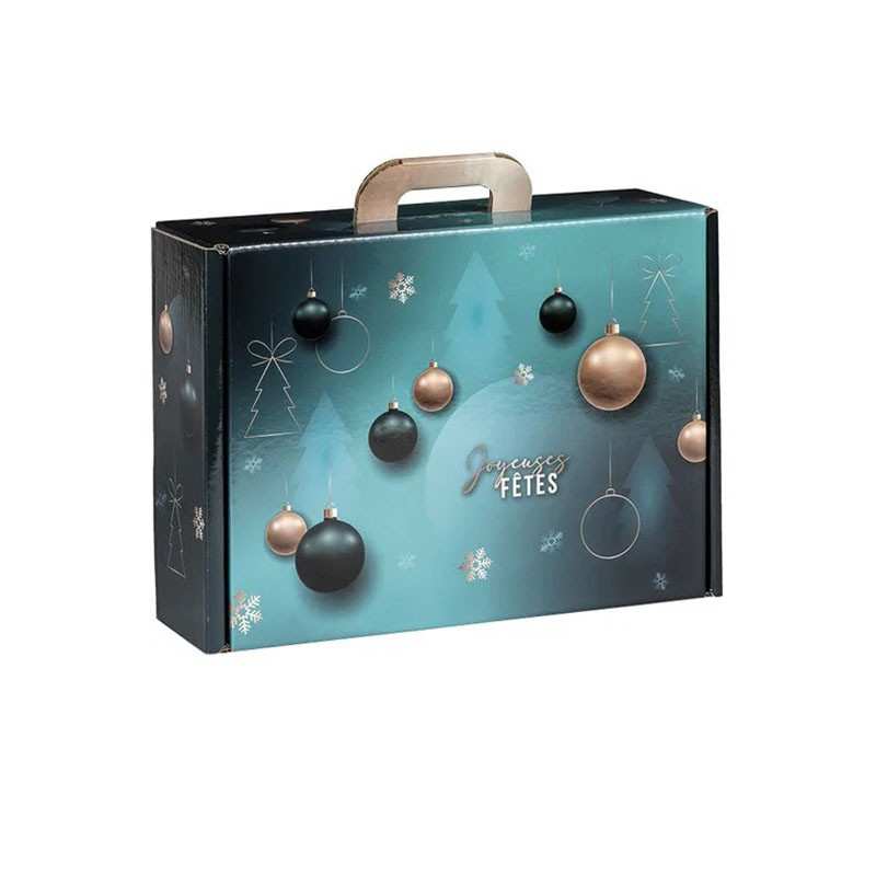 Valisette carton Kraft Emeraude vert/or 34.2 x 25.0 x 11.5 cm 