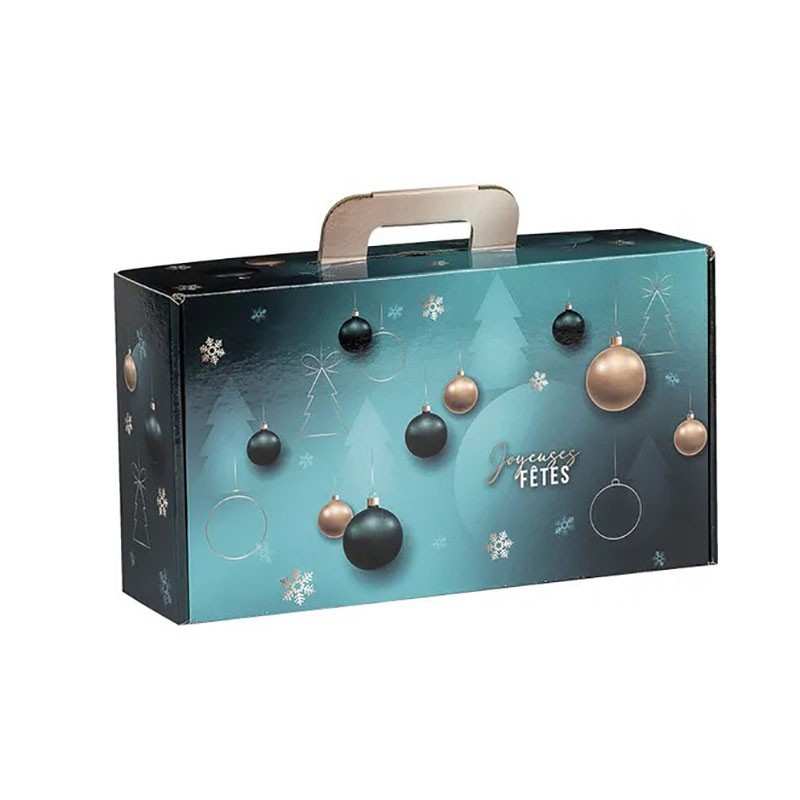 Valisette carton Kraft Emeraude vert/or 33.0 x 18.5 x 9.5 cm 