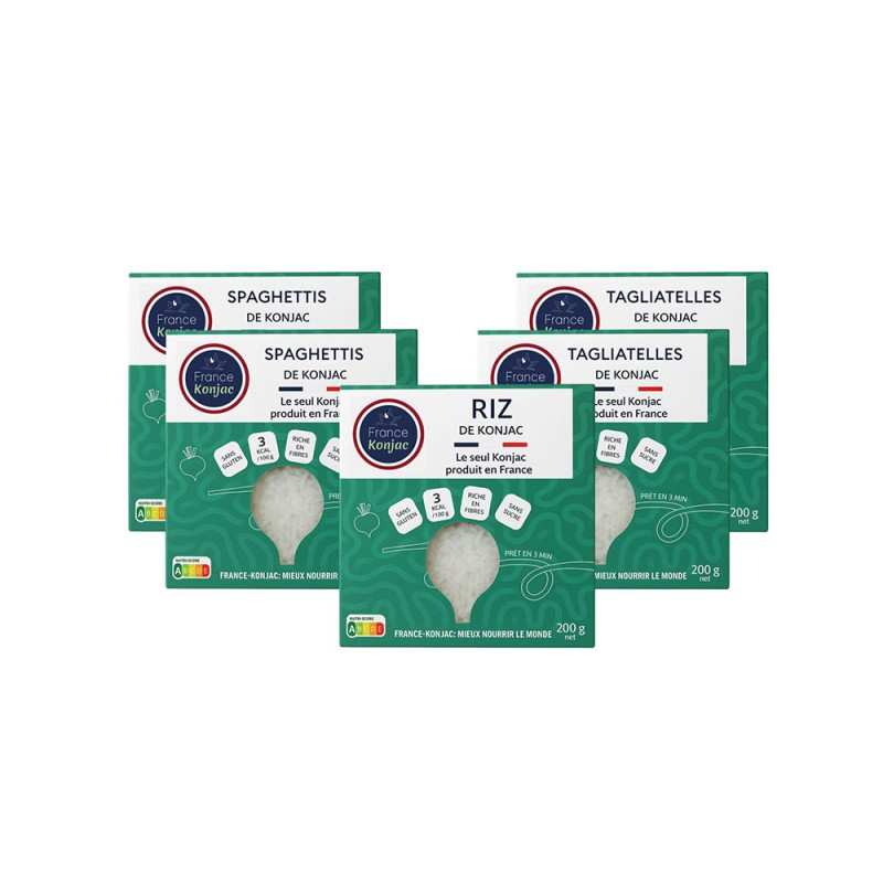 Offre découvert de 5 étuis mixte de konjac (5 étuis x 200g) 