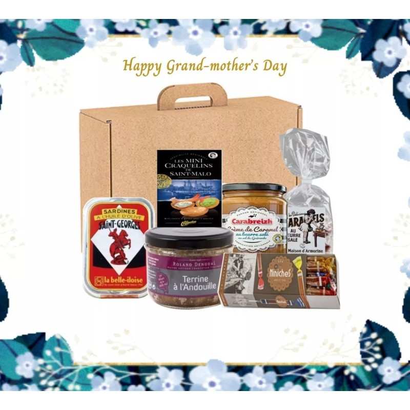 Coffret gourmand Fête des grands-mères avec chocolats artisanaux, foie gras, vins et douceurs régionales